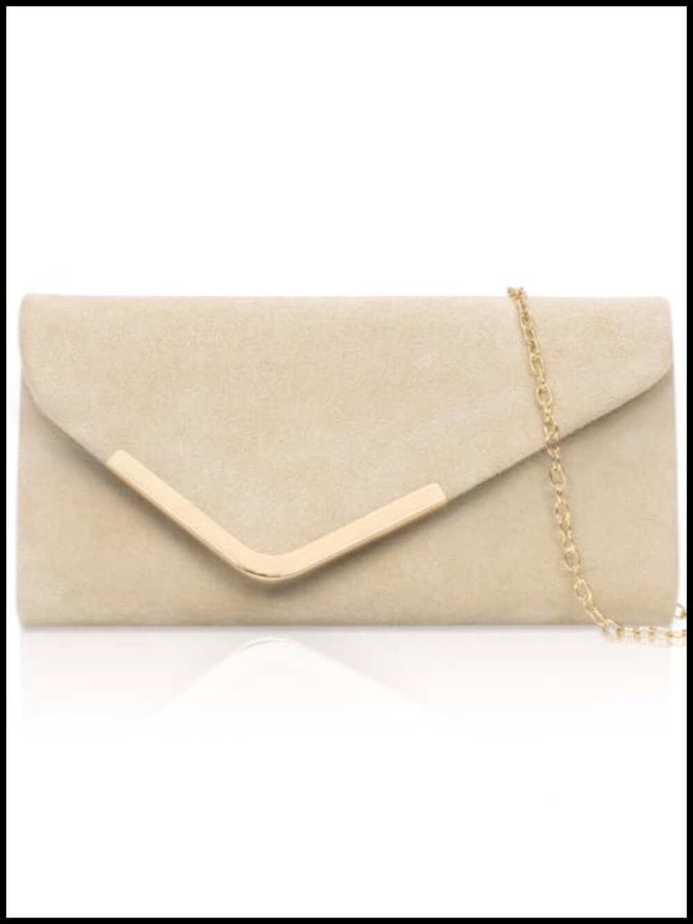 Larcenciel Clutch Purse for Women, Faux Suede Envelope Evening Bag with Chain,